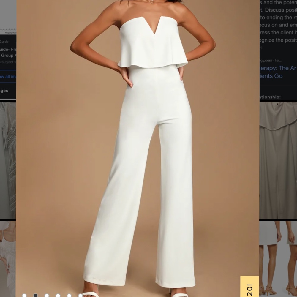 Lulu’s Power of Love Jumpsuit, white, size medium, worn once
